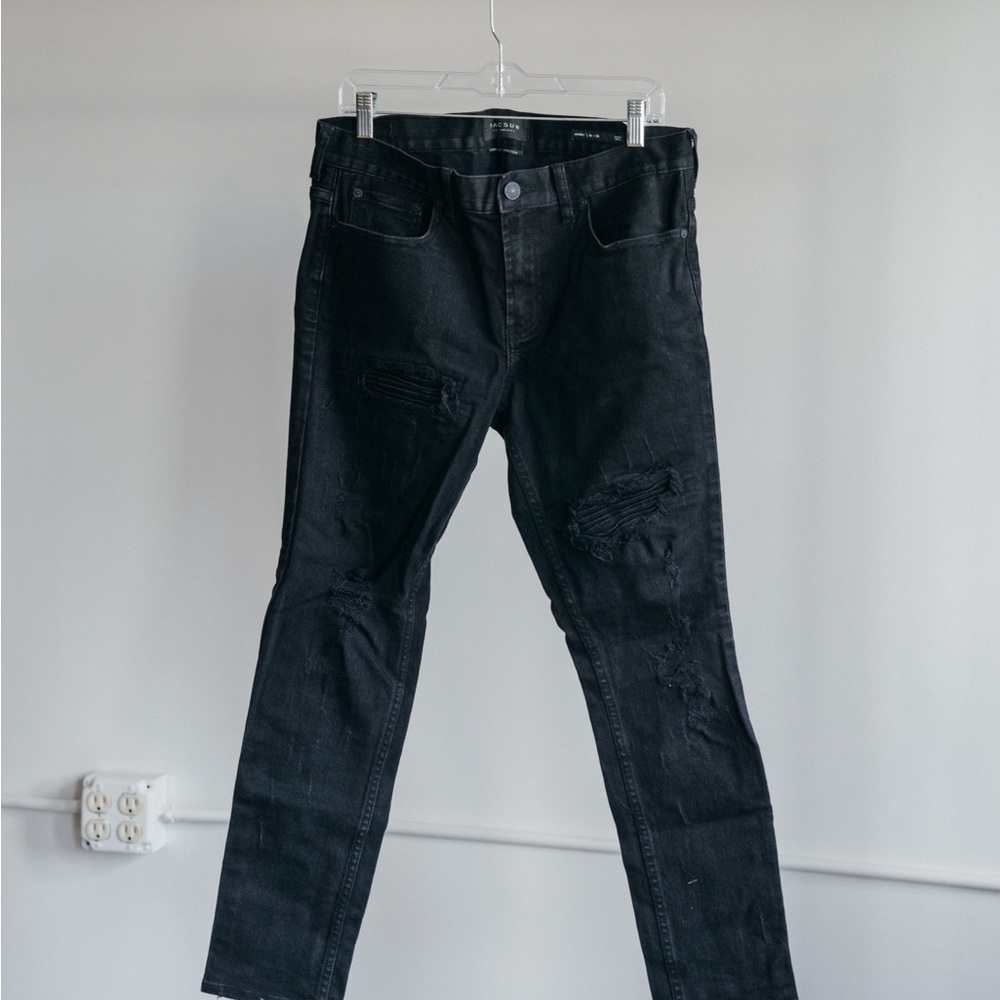 SKINN Men's Dark Black Skinny Jeans